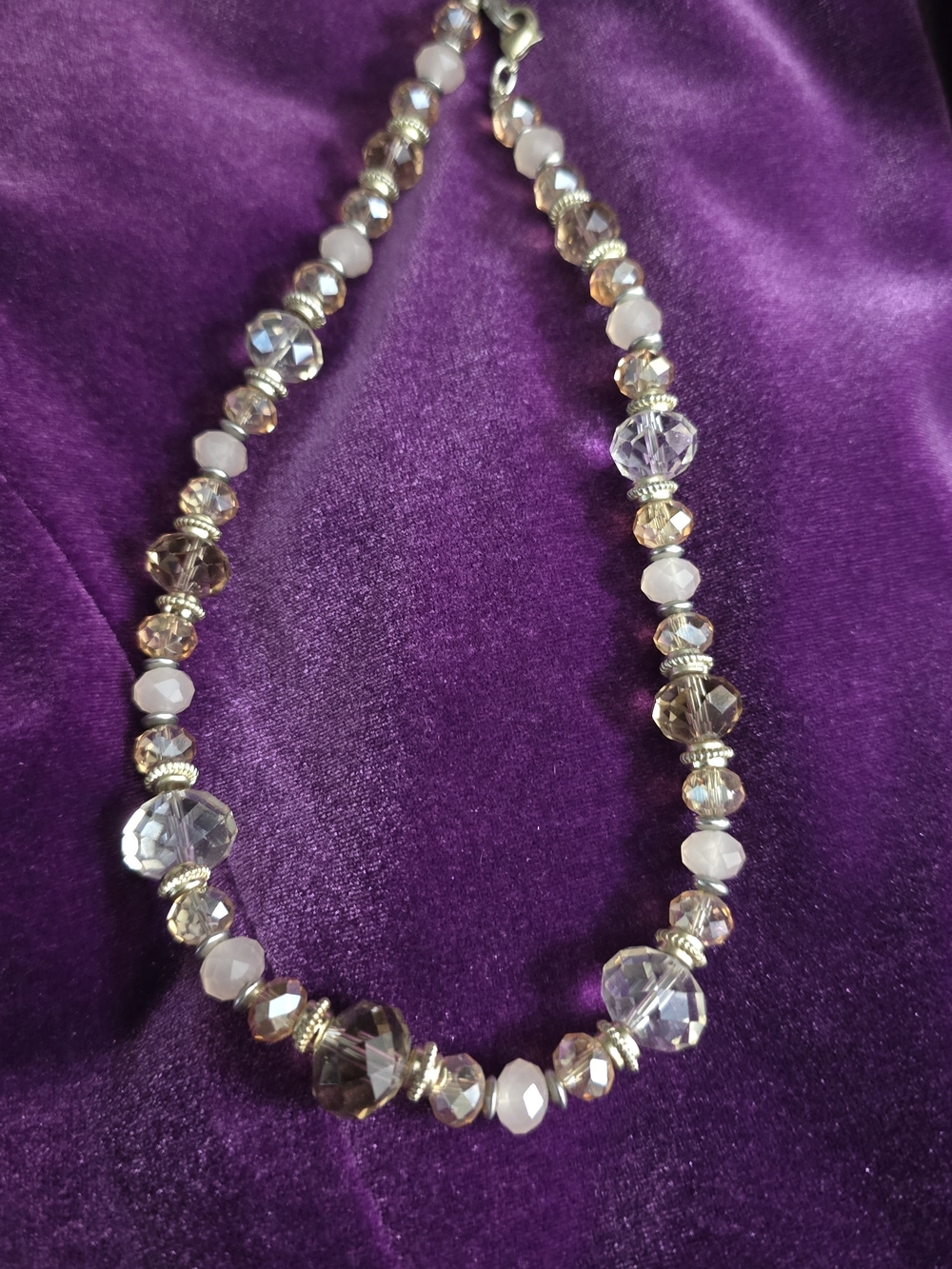 White House Black Market Pale Gold and Clear Faceted Bead Necklace And Braclet.